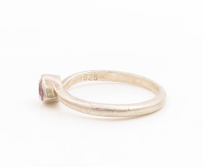 925 Sterling Silver Vintage Ring Amethyst Love Heart Bypass Band  Sz 7  RG34128