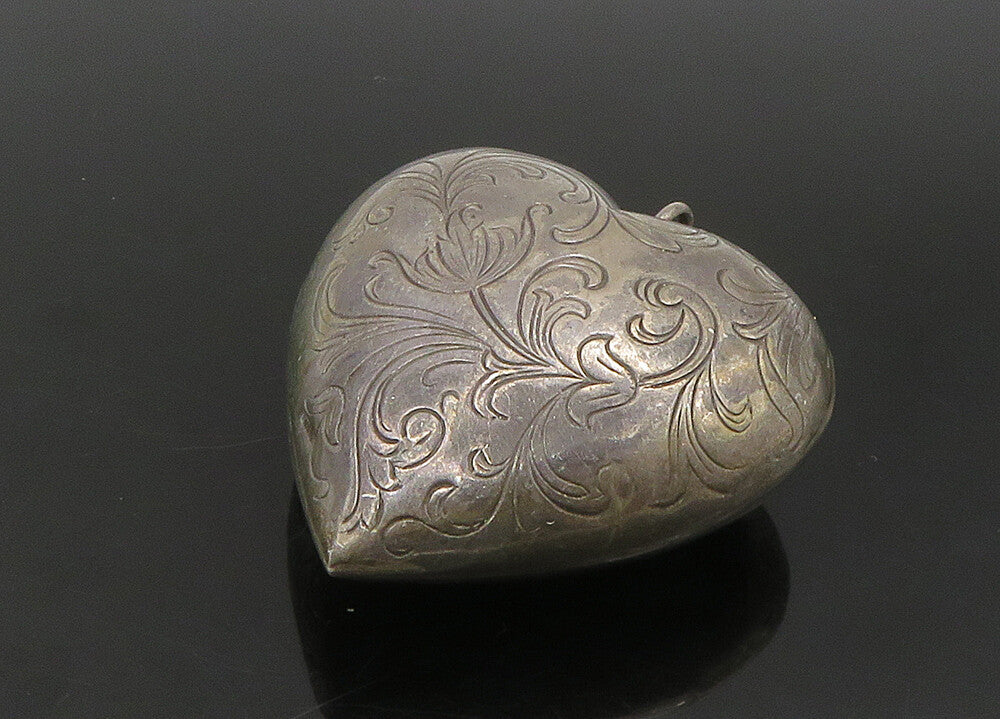 925 Sterling Silver  Vintage Hollow Floral Vine Love Heart Pendant  PT18865
