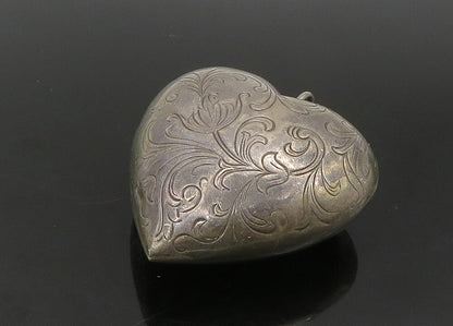 925 Sterling Silver  Vintage Hollow Floral Vine Love Heart Pendant  PT18865
