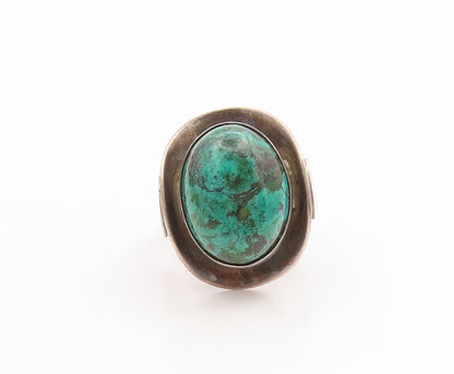 925 Sterling Silver Vintage Ring ISRAEL Cabochon Eilat Stone Band  Sz 6  RG35534