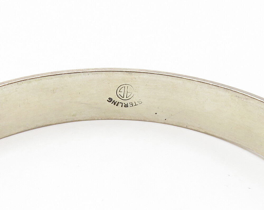 MEXICO 925 Sterling Silver  Vintage Flower Vine Etched Bangle Bracelet  BT5555