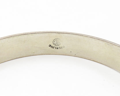 MEXICO 925 Sterling Silver  Vintage Flower Vine Etched Bangle Bracelet  BT5555