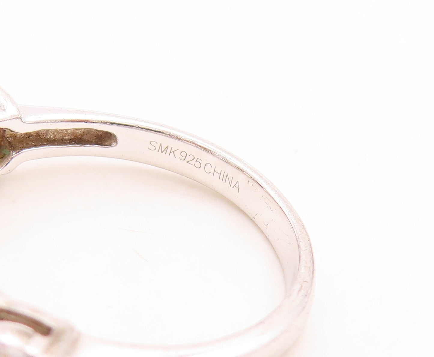 925 Sterling Silver Vintage Ring 5 Stone Round Cut Topaz band Sz 7  RG31621