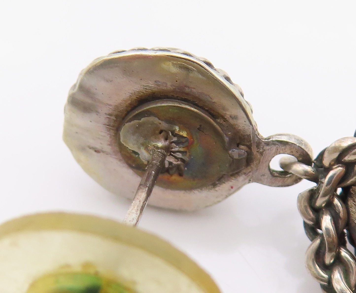 925 Sterling Silver Vintage Earrings Real Cabochon Amethyst Teardrop  EG13839