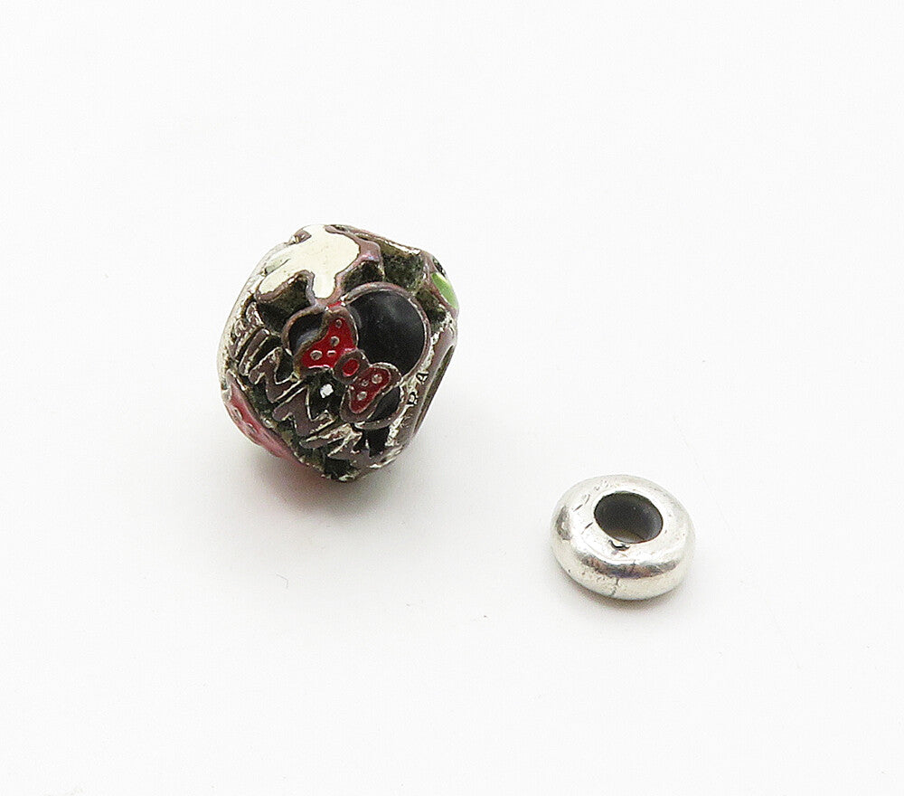 PANDORA 925 Sterling Silver  Vintage 2 Pcs Enamel Detail Charm Beads  TR2229