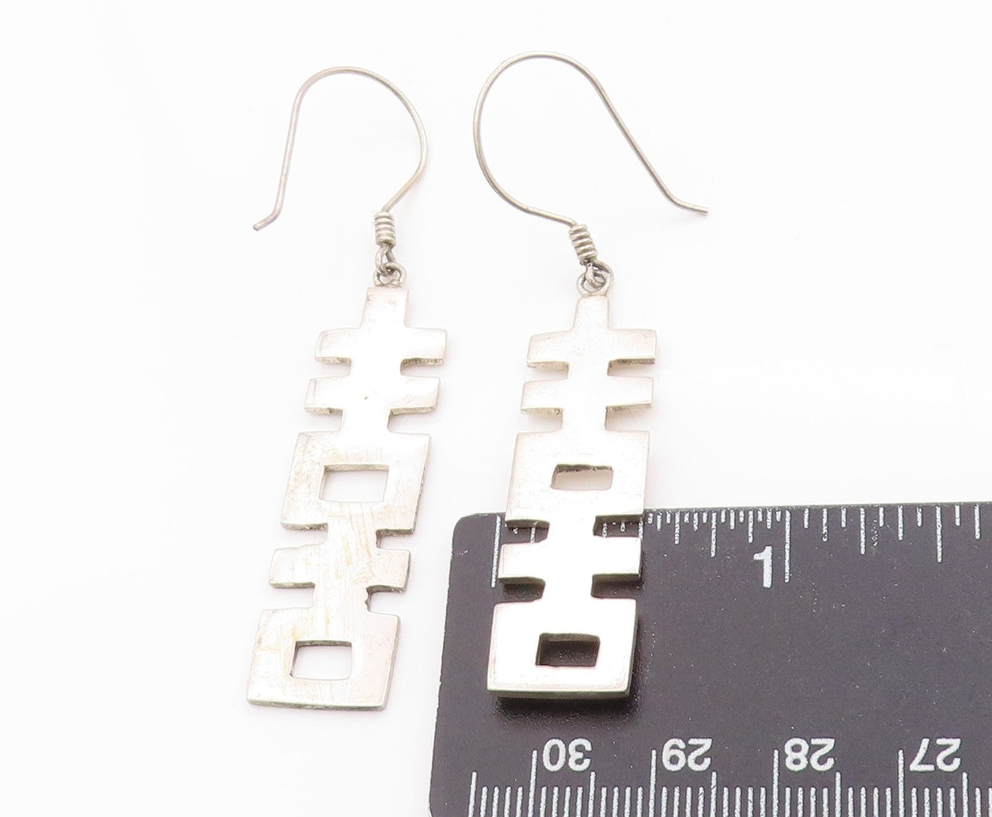 925 Sterling Silver Vintage Earrings Chinese Double Happiness Cut Out  EG13697
