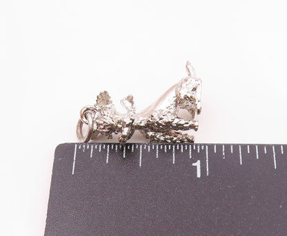 925 Sterling Silver  Vintage Sculpted Dainty Poodle Dog Charm Pendant  PT20813