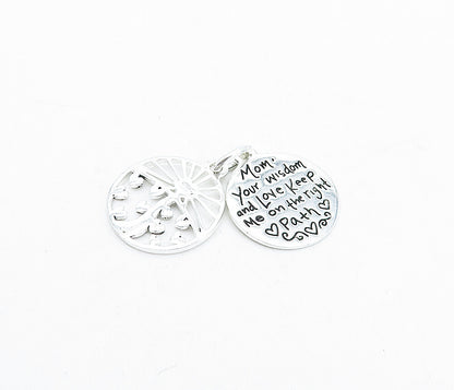 925 Sterling Silver  Shiny Etched Mother Love Quote Hearts Pendant  PT2935
