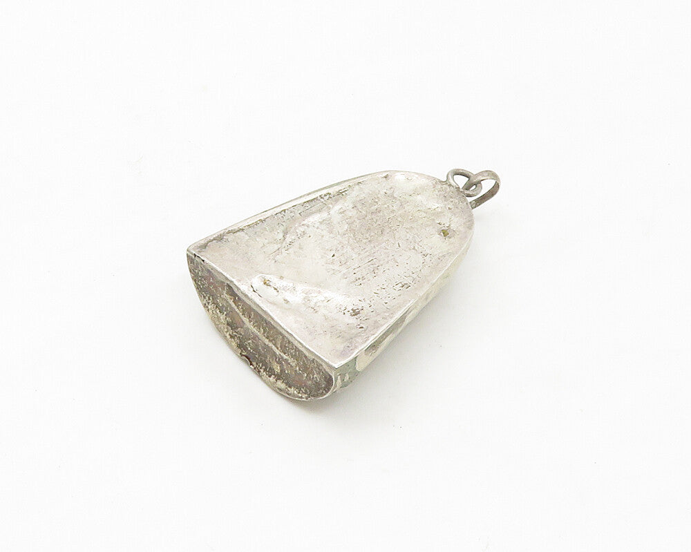 925 Sterling Silver  Vintage Chiseled Detail Bell Shaped Drop Pendant  PT13973