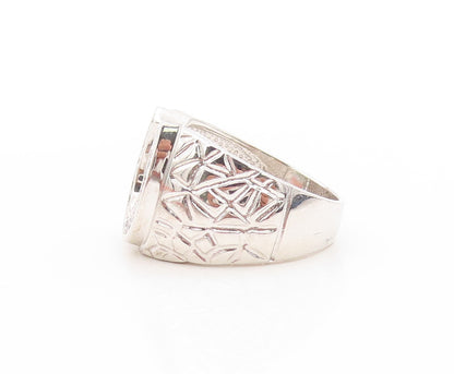 925 Sterling Silver Vintage Ring CZ Lucky Horseshoe Statement Band Sz 8 RG33642