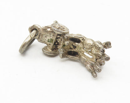 925 Sterling Silver  Vintage Sculpted Horse Drawn Carriage Pendant  PT8879