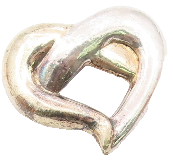 925 Sterling Silver  Vintage Shiny Pretzel Love Heart Brooch Pin  BP9952