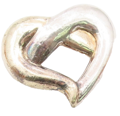 925 Sterling Silver  Vintage Shiny Pretzel Love Heart Brooch Pin  BP9952