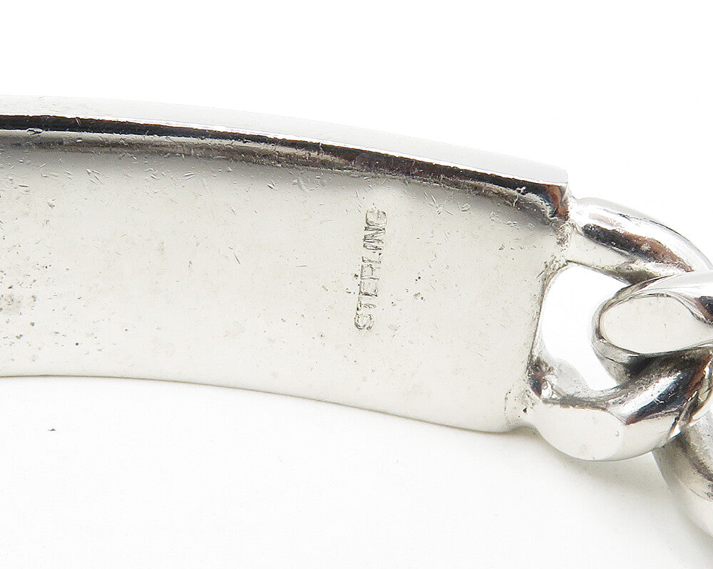 925 Sterling Silver  Shiny Polished Smooth Bar Curb Link Chain Bracelet BT7716