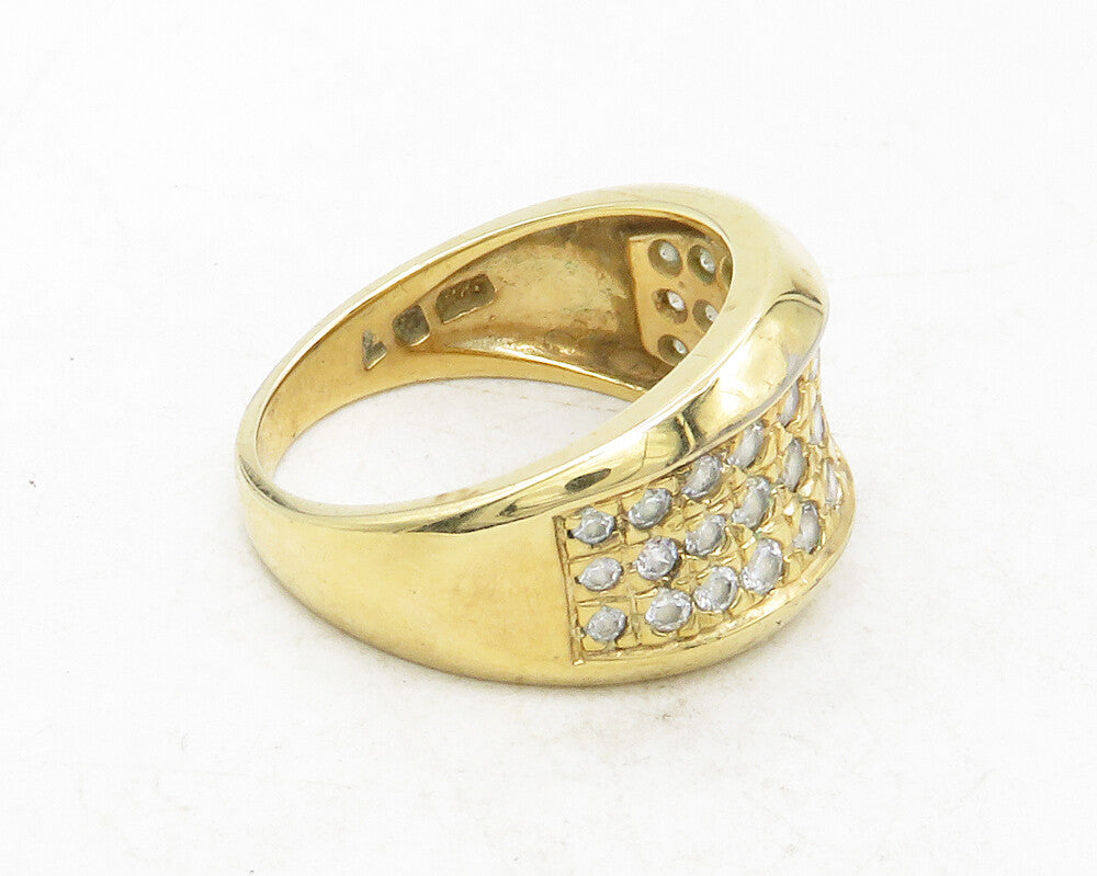 ROSS SIMON 925 Silver  White Topaz Gold Plated Tapered Band Ring Sz 7  RG12616