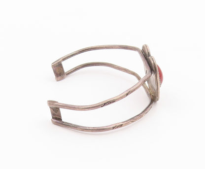DESIGNER 925 Silver  Vintage Carnelian Love Heart Split Cuff Bracelet  BT9476