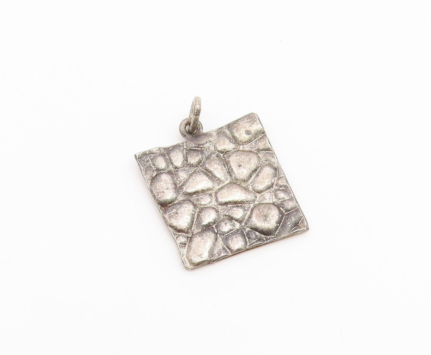 925 Sterling Silver Vintage Pendant Textured Two Tone Grandma Charm  PT26564
