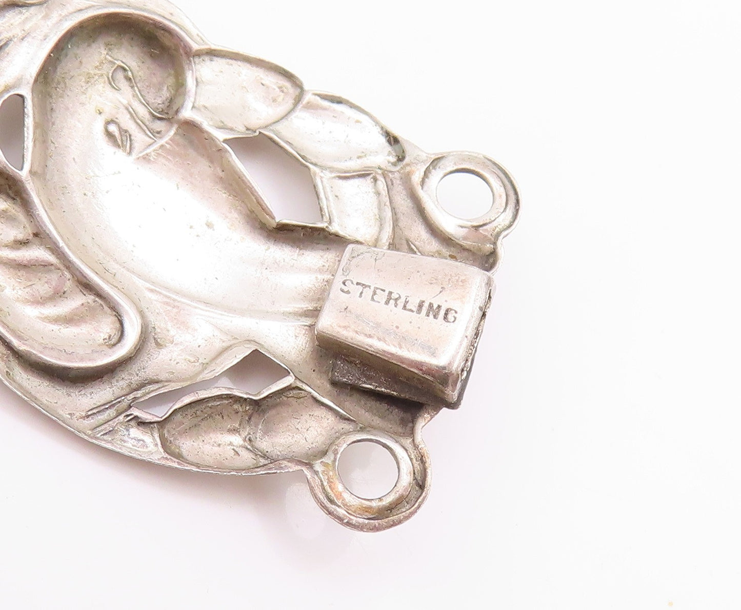 925 Sterling Silver Vintage Bracelet Antique Floral Cutout Parrot  BT11266