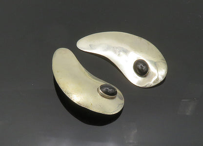 TULLA BOOTH 925 Silver  Vintage Black Onyx Shiny Non Pierce Earrings  EG10040