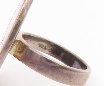 925 Sterling Silver Vintage Ring Mother Of Pearl Inlay Band  Sz 8.5  RG35647