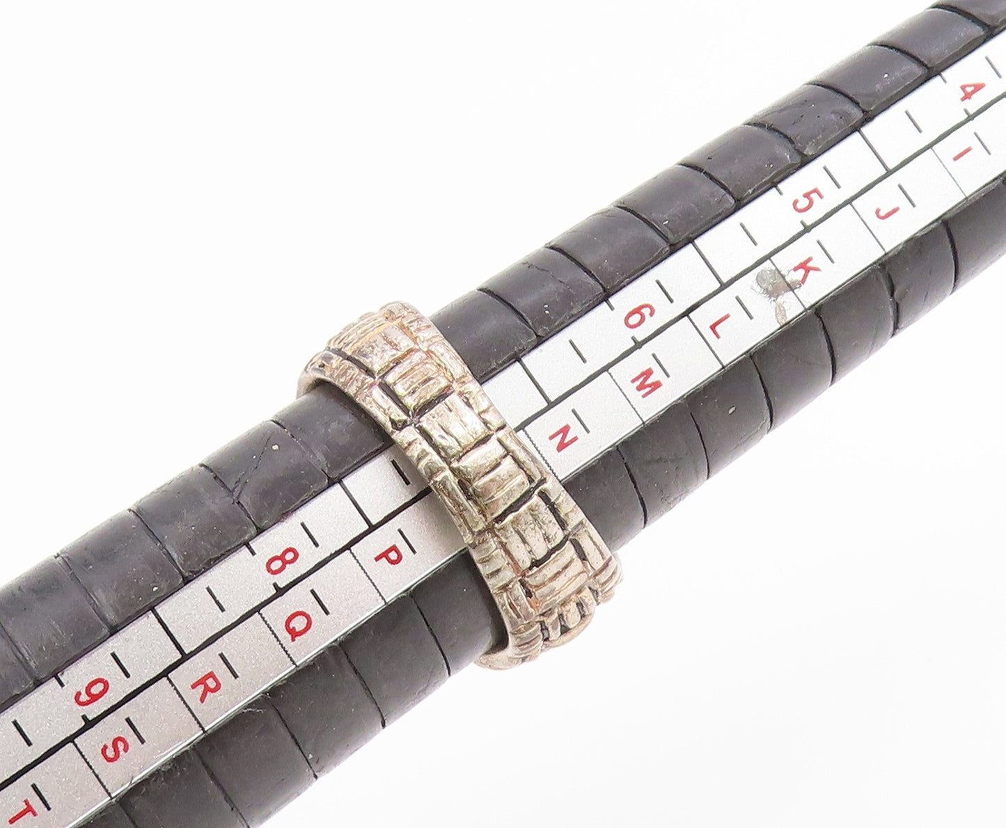 925 Sterling Silver Vintage Ring ESPO SIG Wide Woven Dome Band  Sz 7  RG36013