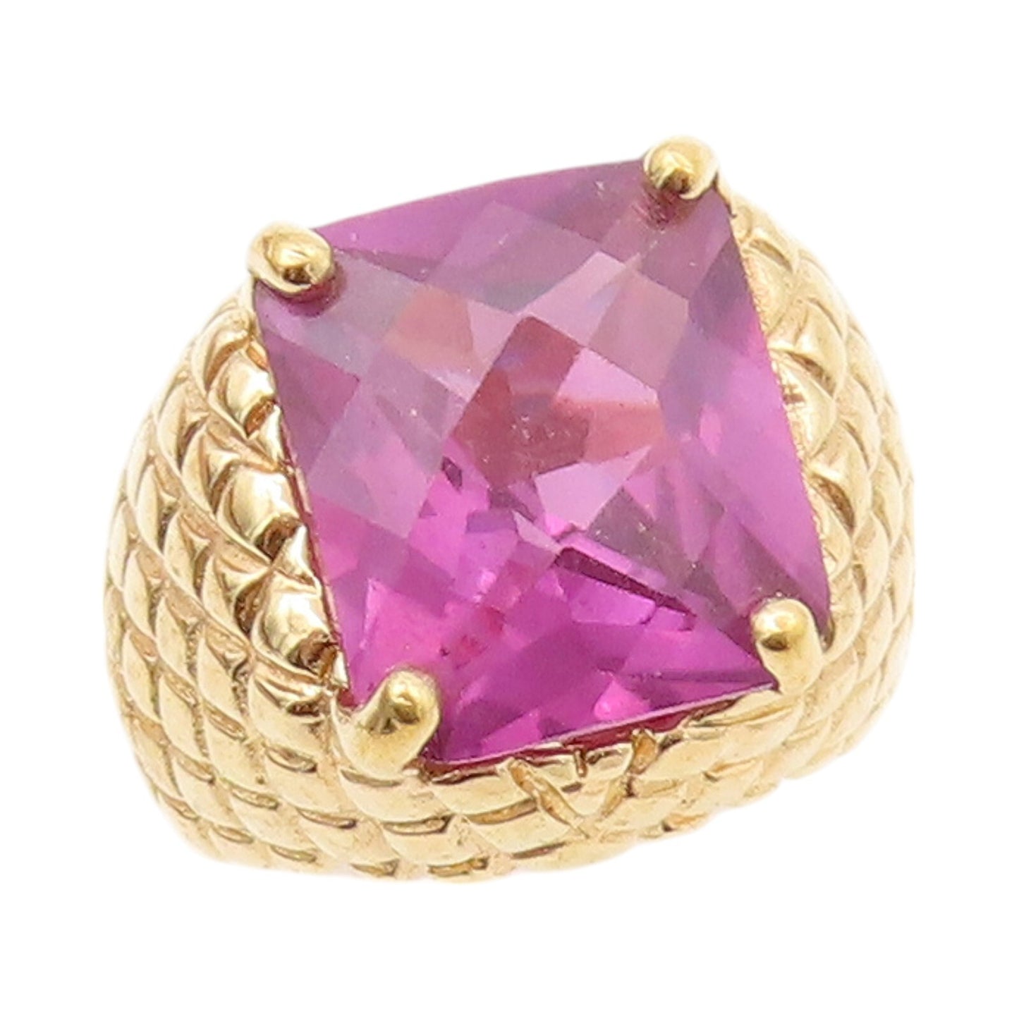925 Sterling Silver Vintage Ring DAVID SIGAL Gold Plated Square CZ SZ 6  RG31960
