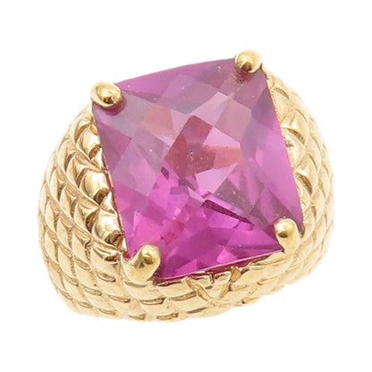 925 Sterling Silver Vintage Ring DAVID SIGAL Gold Plated Square CZ SZ 6  RG31960