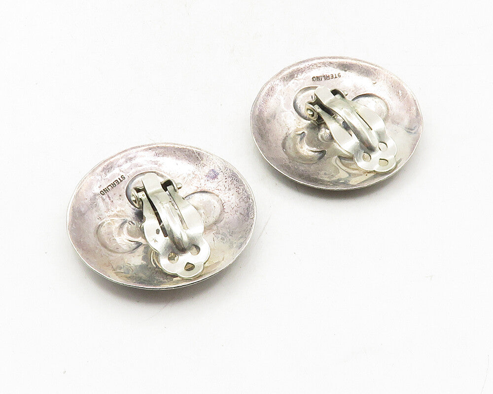 NAVAJO 925 Sterling Silver  Vintage Floral Design Non Pierce Earrings  EG5057