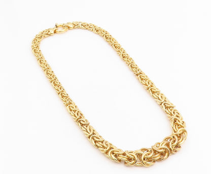 925 Sterling Silver Vintage Necklace Gold Plated Intricate Byzantine Link NE4766
