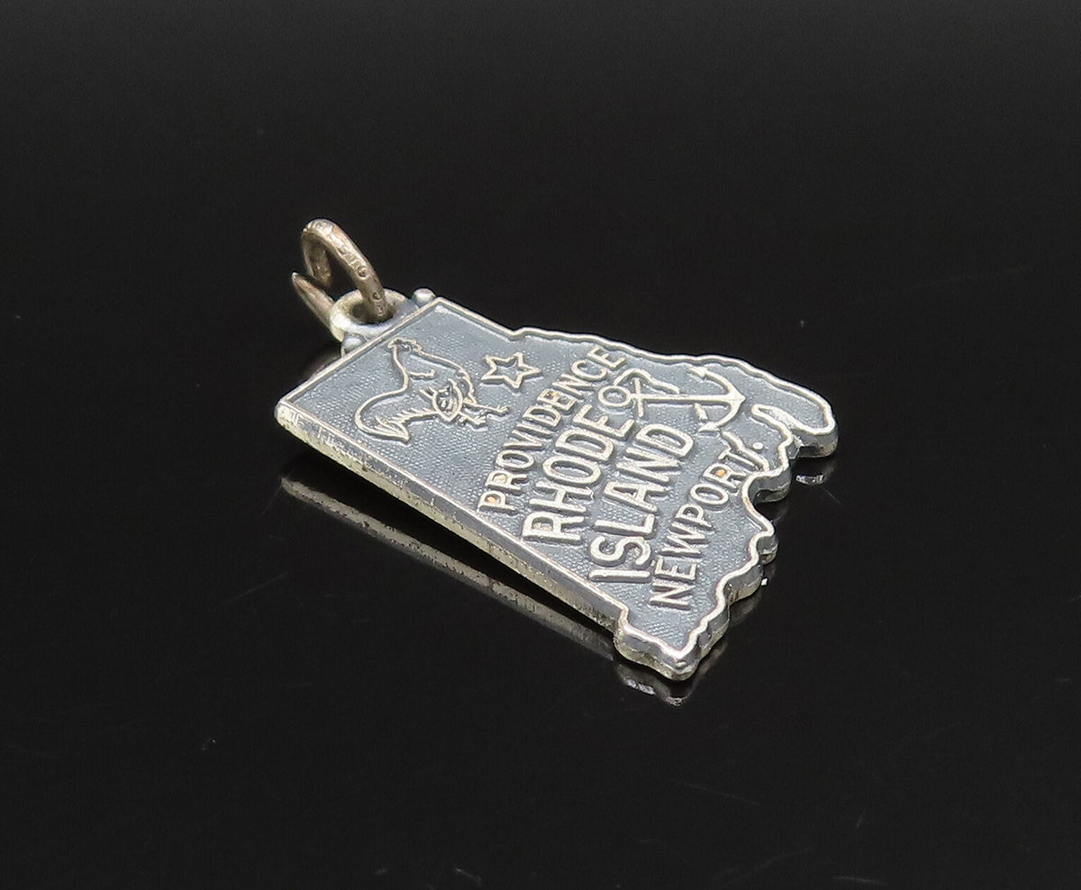 925 Sterling Silver  Vintage Rhode Island State Souvenir Pendant  PT21070