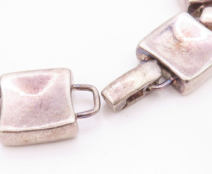 925 Sterling Silver Vintage Bracelet Antique Dark Tone Cubes Linked  BT11313