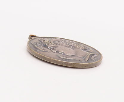 925 Sterling Silver Vintage Pendant Ancient Greek Carved Roman Man Coin  PT23129