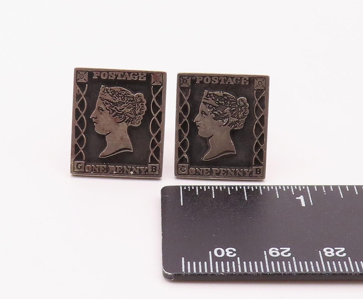 FENWICK & SAILORS 925 Silver  Vintage One Penny Postage Stamp Cufflinks TR3283