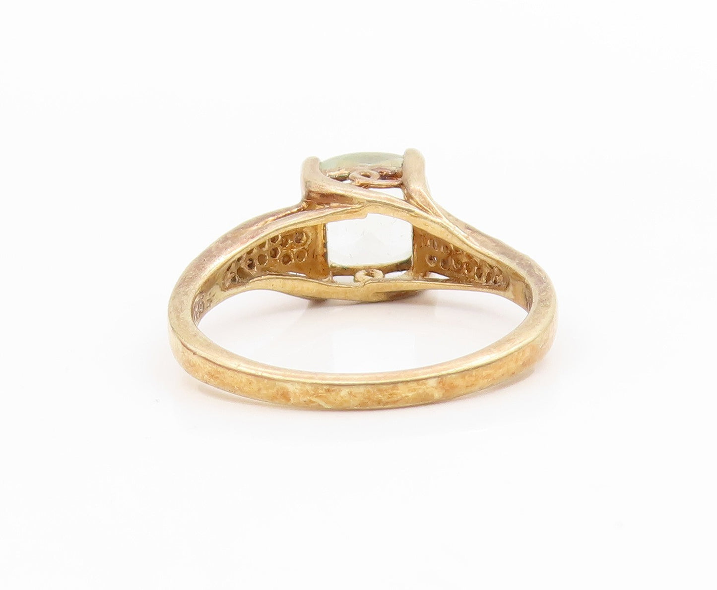 925 Sterling Silver Vintage Ring Gold Plated Elegant Topaz Band  Sz 9  RG34442