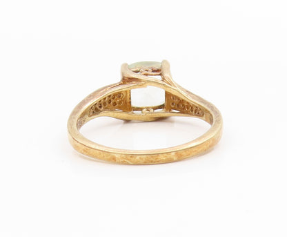925 Sterling Silver Vintage Ring Gold Plated Elegant Topaz Band  Sz 9  RG34442