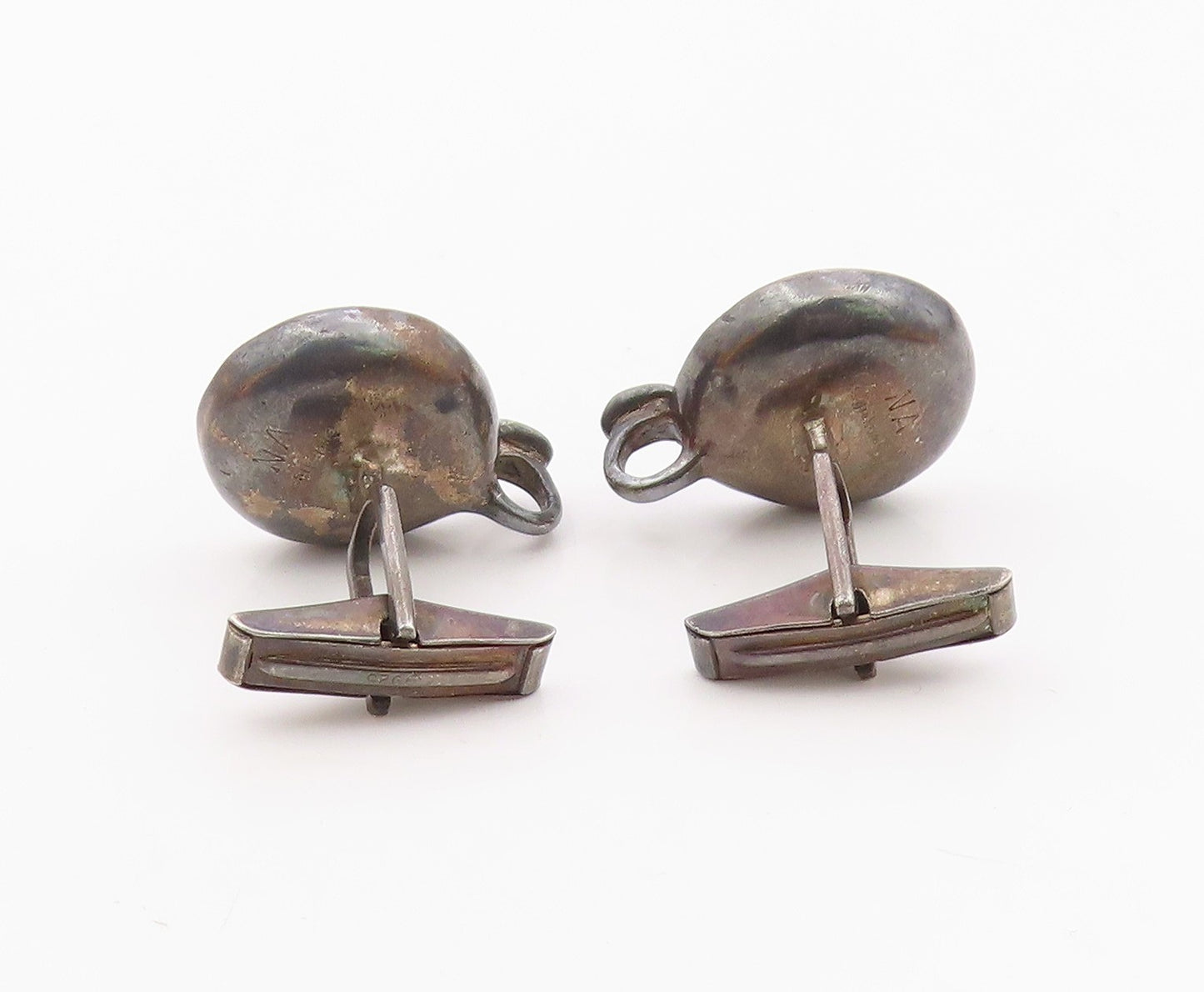 DESIGNER 925 Sterling Silver  Vintage Oxidized Round Cufflinks  TR2973