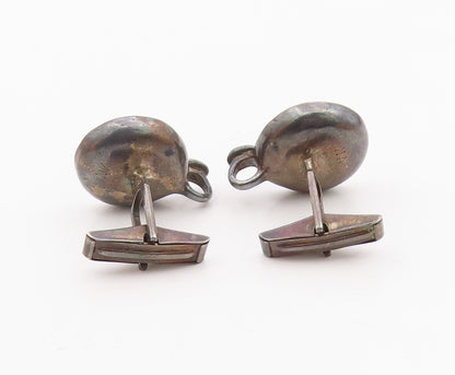 DESIGNER 925 Sterling Silver  Vintage Oxidized Round Cufflinks  TR2973