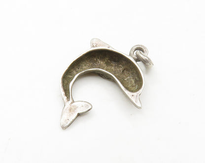 925 Sterling Silver  Vintage Petite Leaping Dolphin Smooth Pendant  PT13471