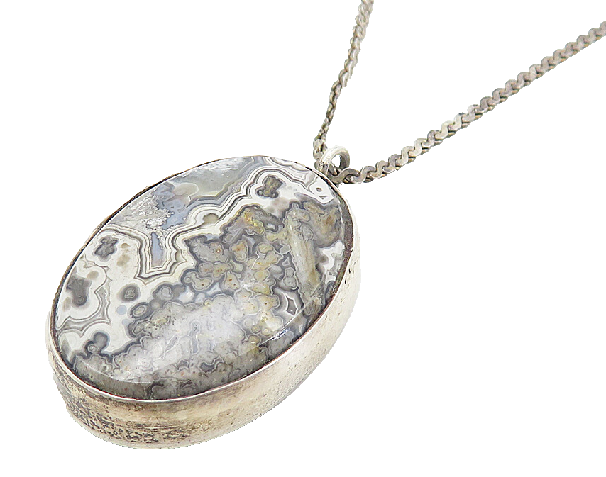 925 Sterling Silver  Vintage Spotted Jasper Swirl Link Chain Necklace  NE1469