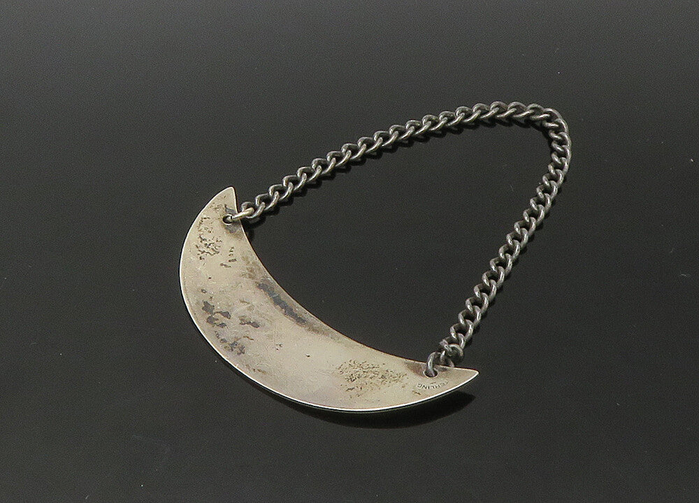 925 Sterling Silver  Vintage Oxidized Scotch Bottle Label Tag   TR3094