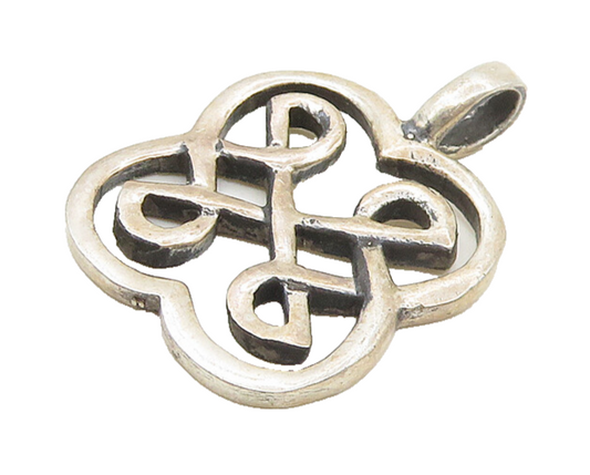 925 Sterling Silver  Vintage Shiny Open Celtic Knot Design Pendant  PT13850