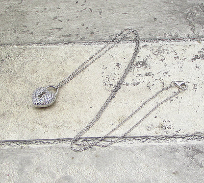 925 Sterling Silver  White Cubic Zirconia Love Heart Pendant & Chain  PT1466