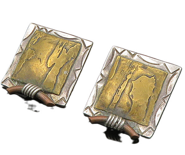 GARDELLA 925 Sterling Silver  Vintage 2 Tone Modernist Drop Earrings  EG11238