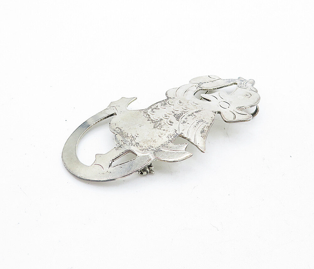 MEXICO 925 Sterling Silver  Vintage Shiny Dancing Duck Brooch Pin  BP2024