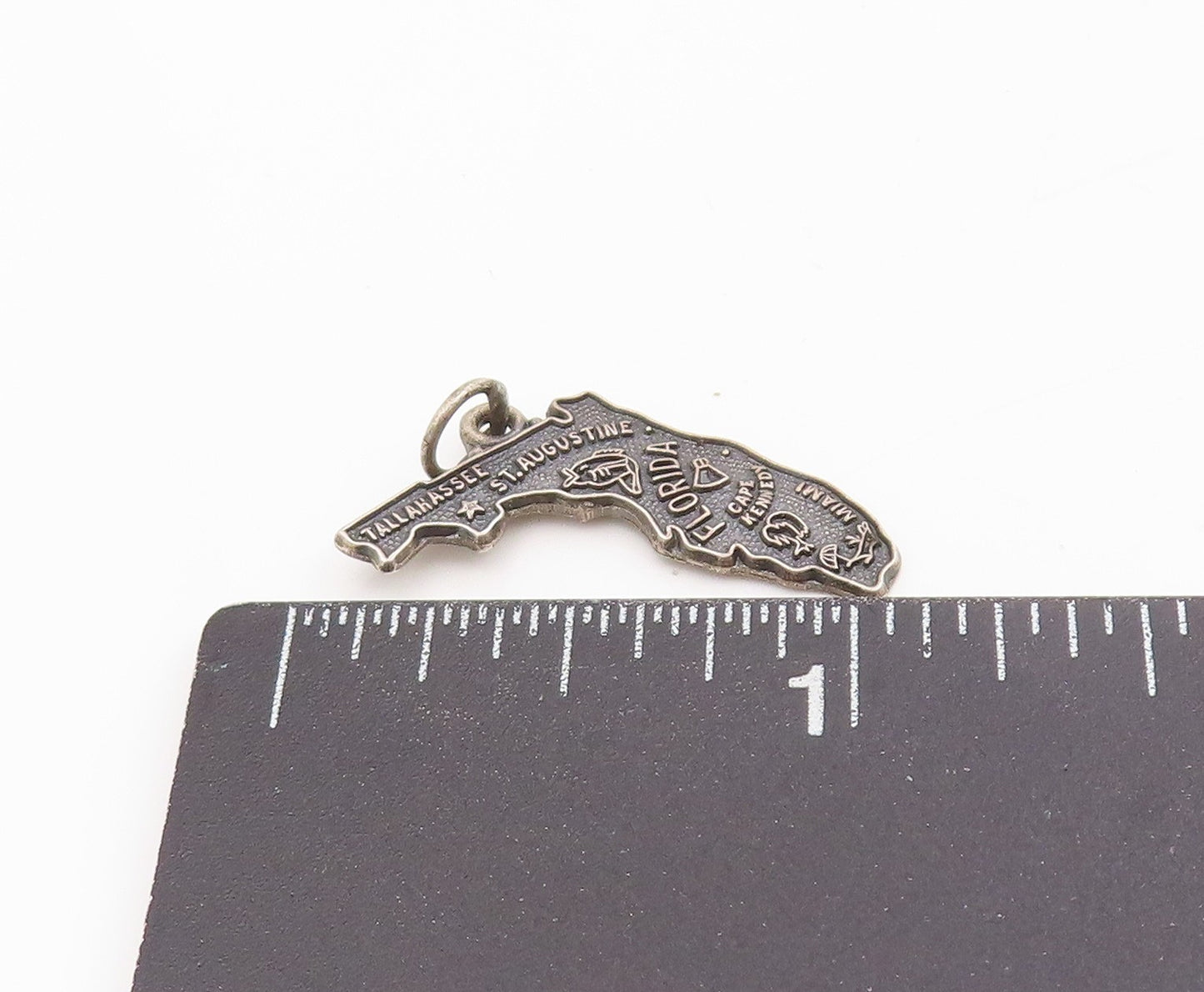 925 Sterling Silver Vintage Pendant Florida State With City Engravings  PT25391