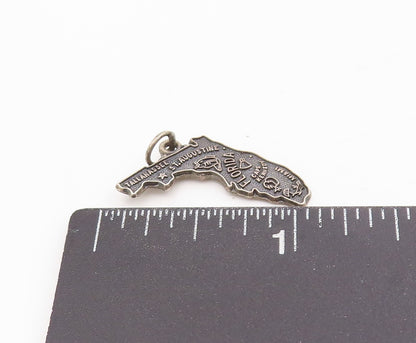 925 Sterling Silver Vintage Pendant Florida State With City Engravings  PT25391