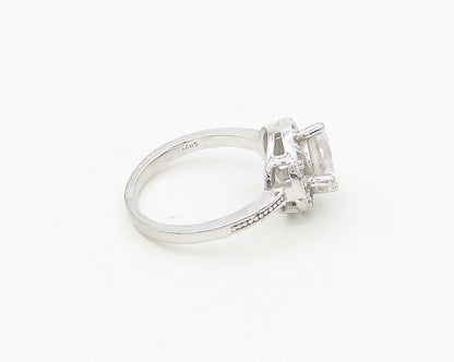 925 Sterling Silver  Cubic Zirconia Solitaire With Accents Ring Sz 7  RG17345