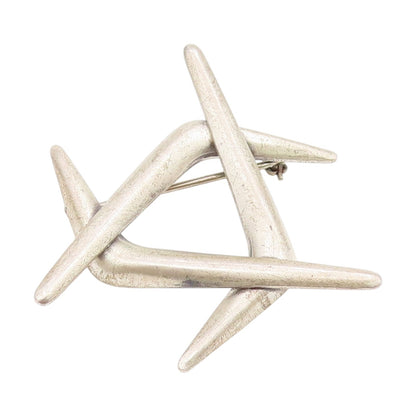 925 Sterling Silver Vintage Brooch Pin BEAU Abstract Interlocking Curve BP12181