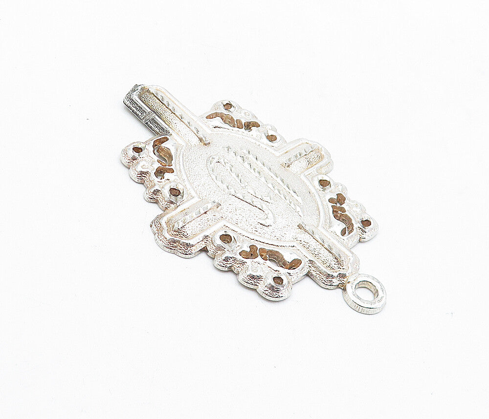 925 Sterling Silver  Vintage Shiny Etched Detail Cross Drop Pendant  PT3328