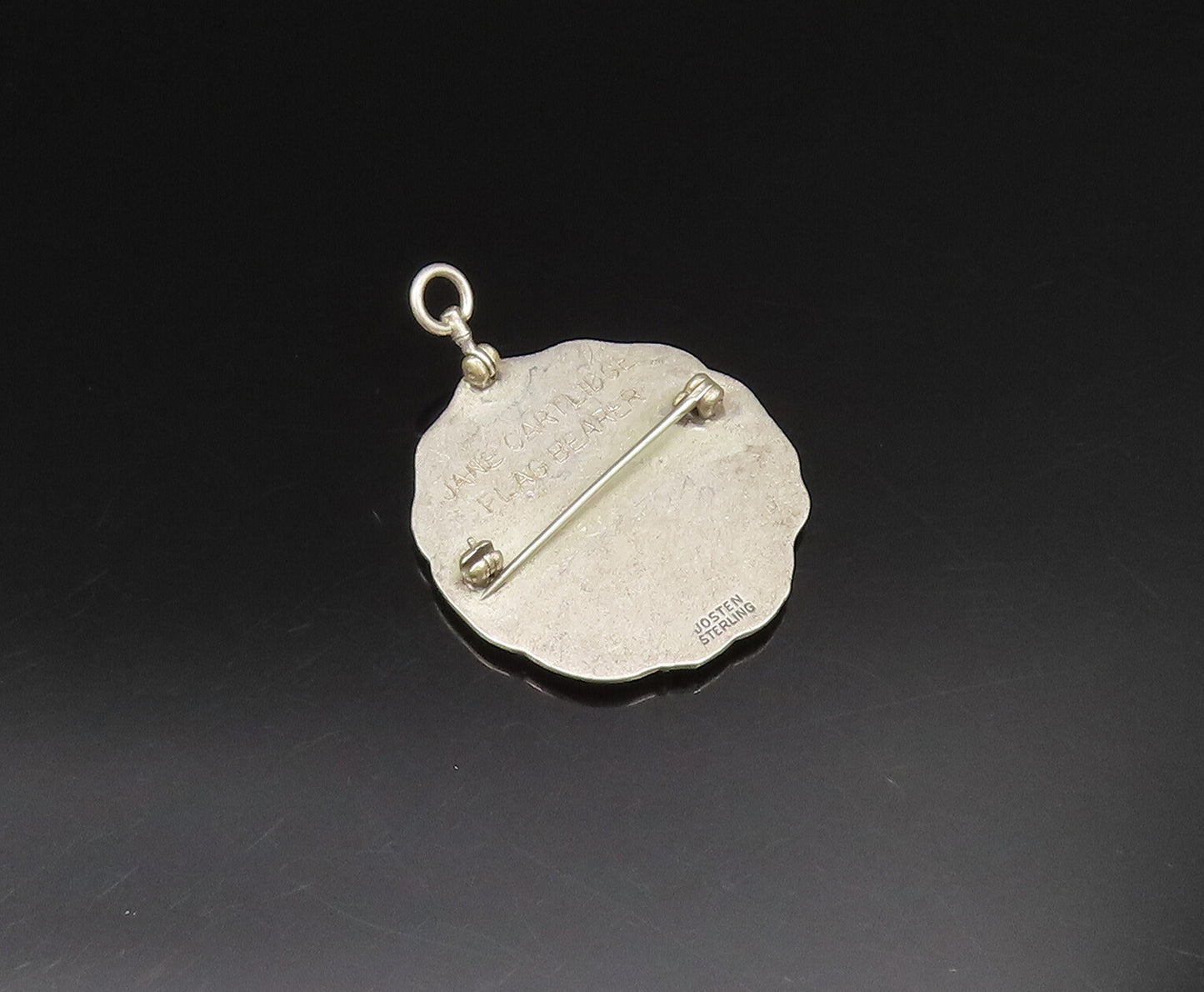 JOSTEN 925 Silver  Vintage Antique 1954 Enamel Trenton Sport Brooch Pin BP9727